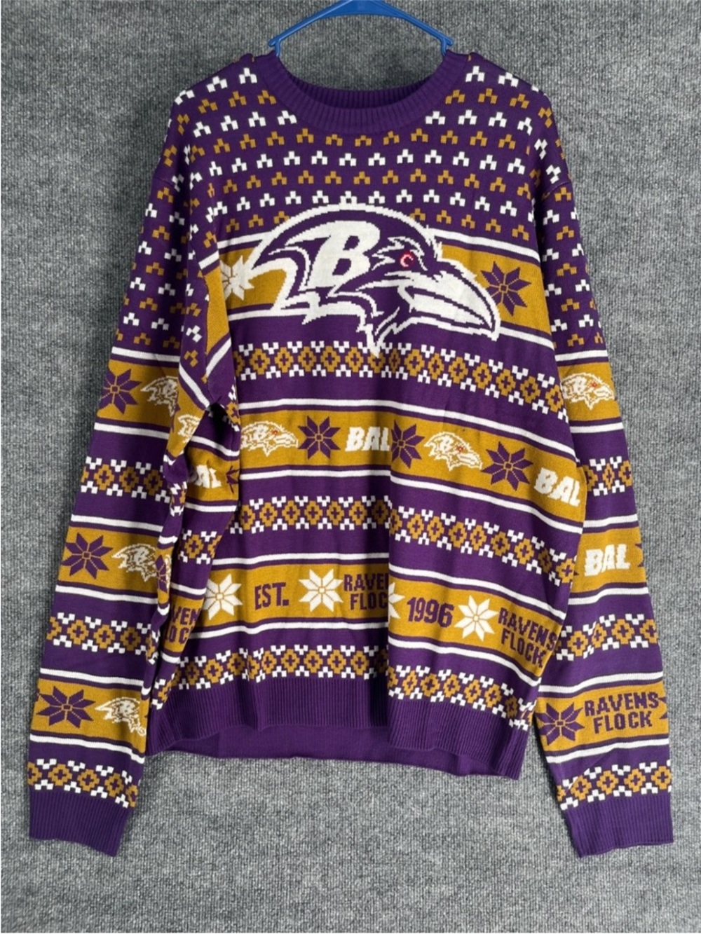 Baltimore Ravens Purple and Gold Knit Sweater XL  - Team Logo Pullover
